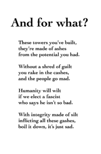 and for what?, poems by wm